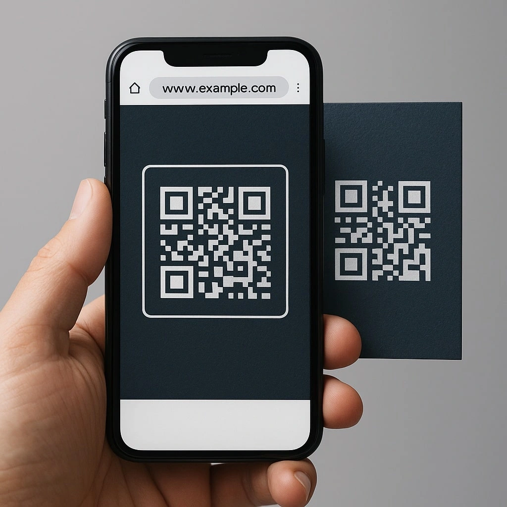 Смартфон сканирует QR-код